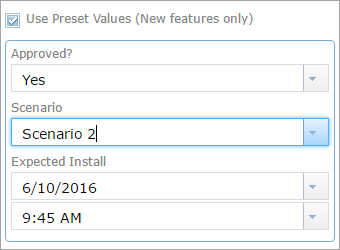 Enter preset values