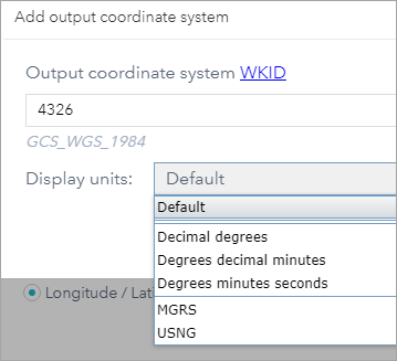 Add output coordinate system