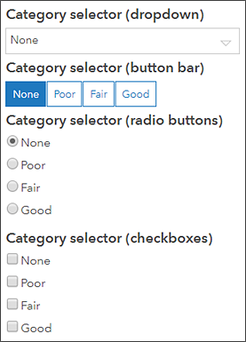 Category selector display types